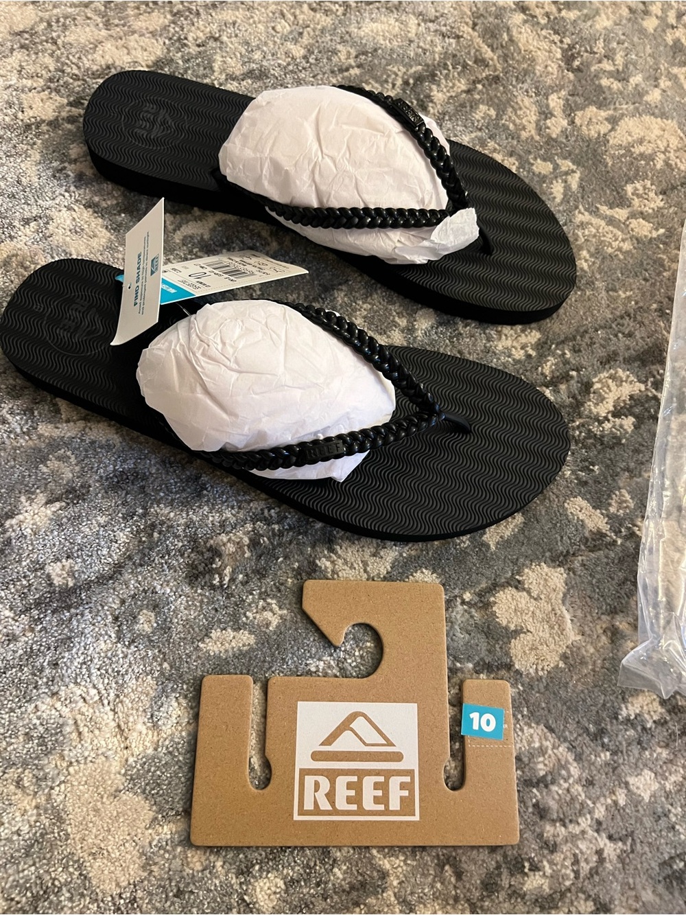 Reef Women's Black Braided-strap Flip Sandals seaside twist